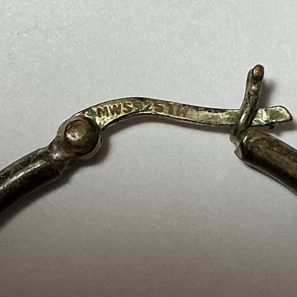 MWS Sterling Silver Hoop Earrings. 1.25 inches long - Picture 2 of 4